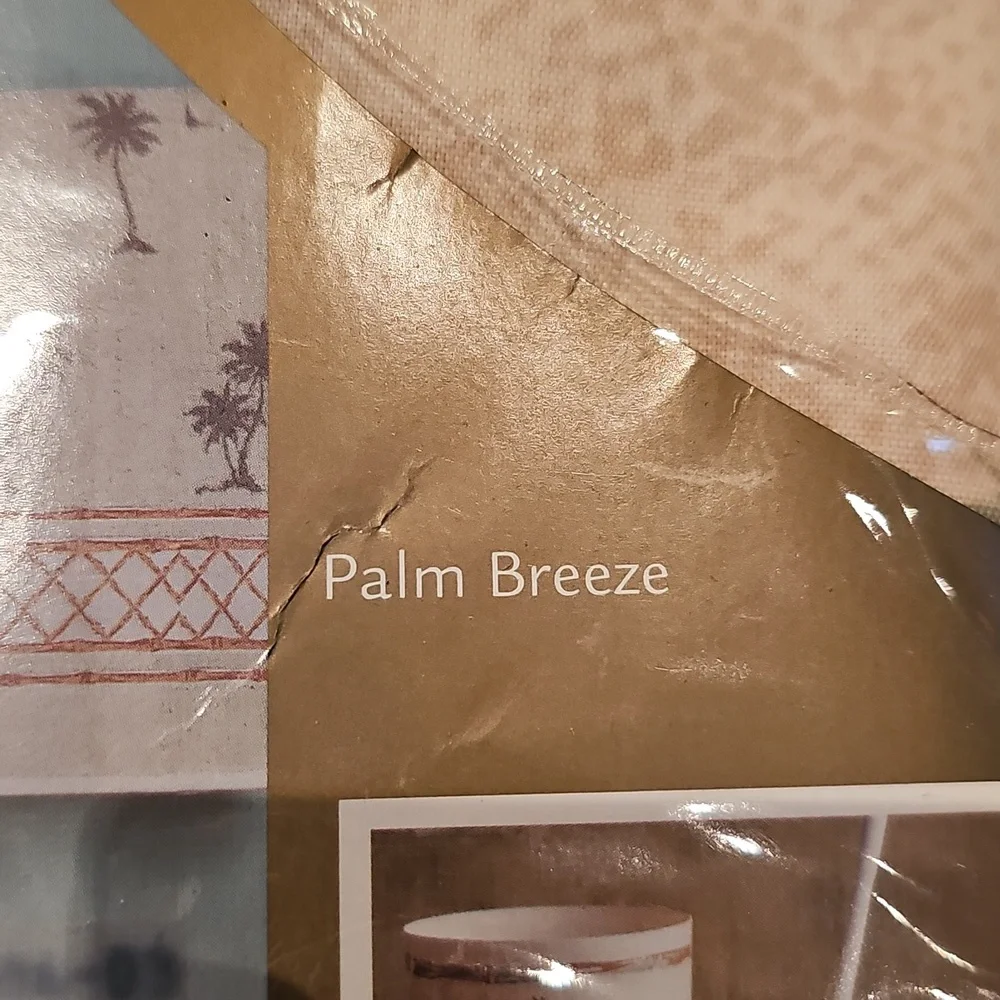 Palm Tree Shower Curtain - Cream - Valance Attached - No Liner